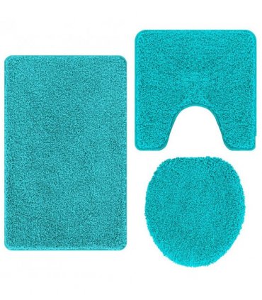vidaXL Anti-slip Bath Mat Set 3 pcs Turquoise PP