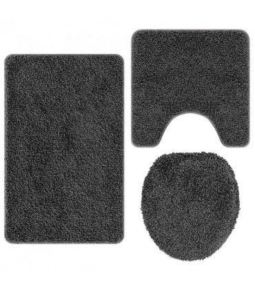 vidaXL Anti-slip Bath Mat Set 3 pcs Dark grey PP