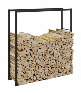vidaXL Firewood Rack Black 110x30x116 cm Steel — Size: 110 x 30 x 116 cm