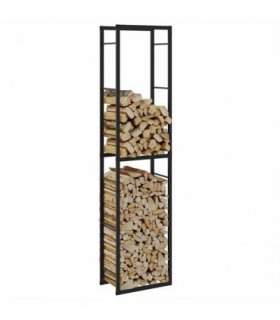 vidaXL Firewood Rack Black 50x30x209 cm Steel — Size: 50 x 30 x 209 cm