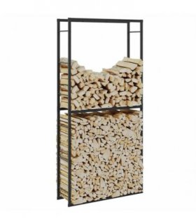 vidaXL Firewood Rack Black 100x30x209 cm Steel — Size: 100 x 30 x 209 cm