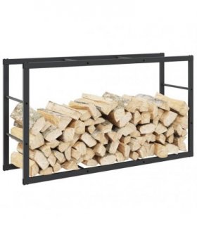 vidaXL Firewood Rack Black 110x30x61 cm Steel — Size: 110 x 30 x 61 cm
