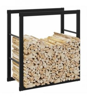 vidaXL Firewood Rack Black 55x30x61 cm Steel — Size: 55 x 30 x 61 cm