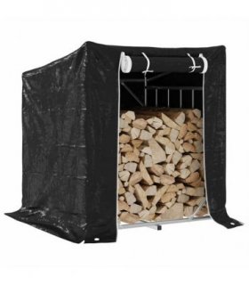 vidaxL Firewood Rack with Rain Cover 100.5x100.5x110.5 cm Galvanised Steel — Size: 100.5 x 100.5 x 110.5 cm