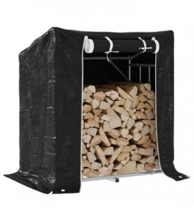 vidaxL Firewood Rack with Rain Cover 101x61x110.5 cm Galvanised Steel — Size: 101 x 61 x 110.5 cm