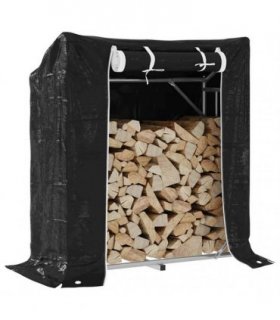 vidaxL Firewood Rack with Rain Cover 100.5x40.5x110.5 cm Galvanised Steel — Size: 100.5 x 40.5 x 110.5 cm