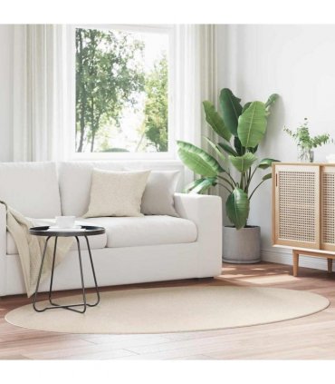 vidaXL Area Rugs Oval HUARTE Beige 140 x 200 cm 100% Polyester