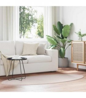 vidaXL Area Rugs Oval HUARTE Sand 100 x 200 cm 100% Polyester