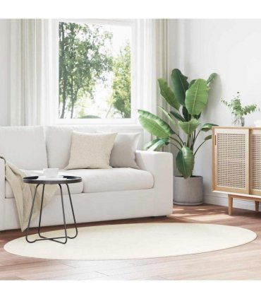 vidaXL Area Rugs Oval HUARTE Cream 140 x 200 cm 100% Polyester