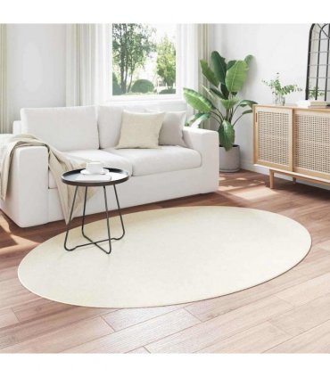vidaXL Area Rugs Oval HUARTE Cream 140 x 200 cm 100% Polyester