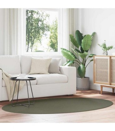 vidaXL Area Rugs Oval HUARTE Forest Green 140 x 200 cm 100% Polyester