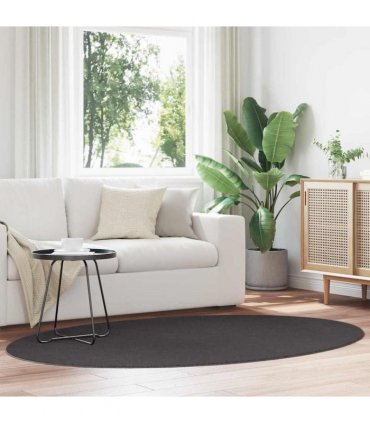 vidaXL Area Rugs Oval HUARTE Anthracite 140 x 200 cm 100% Polyester