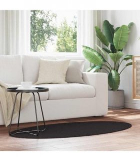 vidaXL Area Rugs Oval HUARTE Black 80 x 150 cm 100% Polyester