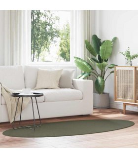 vidaXL Area Rugs Oval HUARTE Forest Green 170 x 120 cm 100% Polyester — Size: 120 x 170 cm