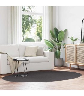 vidaXL Area Rugs Oval HUARTE Anthracite 160 x 230 cm 100% Polyester
