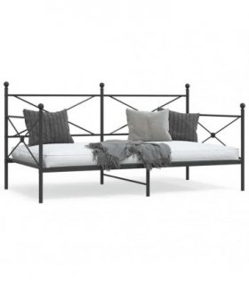 vidaXL Day Bed without Mattress Black 100x200 cm Steel — Size: 100 x 200 cm, Model: without trundle