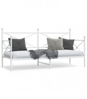 vidaXL Day Bed without Mattress White 90x200 cm Steel — Size: 90 x 200 cm, Model: without trundle