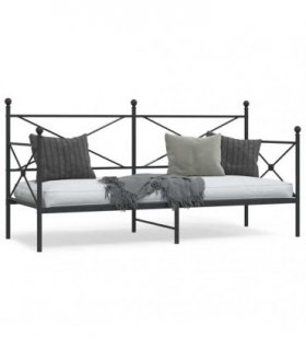 vidaXL Day Bed without Mattress Black 75x190 cm Steel — Size: 75 x 190 cm, Model: without trundle