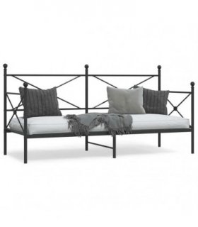 vidaXL Day Bed without Mattress Black 90x200 cm Steel — Size: 90 x 200 cm, Model: without trundle