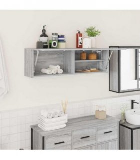 vidaXL Bathroom Wall Cabinet Grey Sonoma 100x25x30 cm Engineered Wood — Size: 100 x 25 x 30 cm