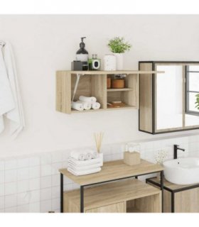 vidaXL Bathroom Wall Cabinet Sonoma Oak 60x25x30 cm Engineered Wood — Size: 60 x 25 x 30 cm