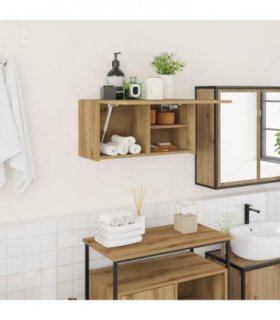 vidaXL Bathroom Wall Cabinet Artisan Oak 60x25x30 cm Engineered Wood — Size: 60 x 25 x 30 cm