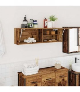 vidaXL Bathroom Wall Cabinet Old Wood 100x25x30 cm Engineered Wood — Size: 100 x 25 x 30 cm