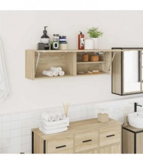 vidaXL Bathroom Wall Cabinet Sonoma Oak 100x25x30 cm Engineered Wood — Size: 100 x 25 x 30 cm