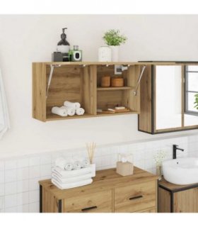 vidaXL Bathroom Wall Cabinet Artisan Oak 80x25x40 cm Engineered Wood — Size: 80 x 25 x 40 cm