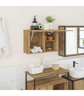 vidaXL Bathroom Wall Cabinet Artisan Oak 60x25x40 cm Engineered Wood — Size: 60 x 25 x 40 cm