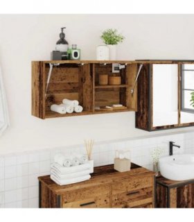 vidaXL Bathroom Wall Cabinet Old Wood 80x25x40 cm Engineered Wood — Size: 80 x 25 x 40 cm