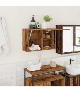 vidaXL Bathroom Wall Cabinet Old Wood 60x25x40 cm Engineered Wood — Size: 60 x 25 x 40 cm