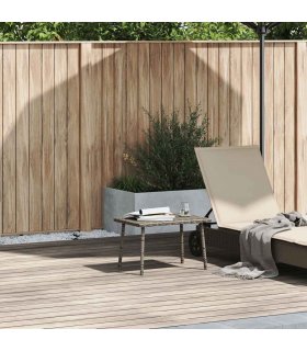 vidaXL Garden Coffee Table Rectangular Grey 60x40x37 cm Poly Rattan — Size: 60 x 40 x 37 cm