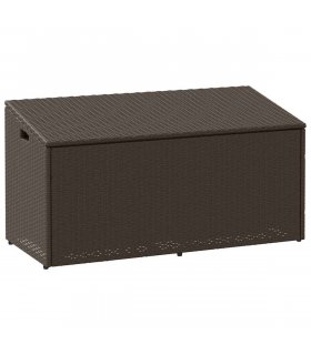 vidaXL Garden Storage Box Brown 110x50x58 cm Poly Rattan — Size: 110 x 50 x 58 cm