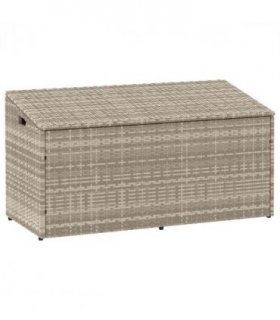 vidaXL Garden Storage Box Light Grey 110x50x58 cm Poly Rattan — Size: 110 x 50 x 58 cm