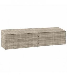 vidaXL Garden Storage Box Light Grey 220x50x58 cm Poly Rattan — Size: 220 x 50 x 58 cm