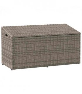 vidaXL Garden Storage Box Grey 110x50x58 cm Poly Rattan — Size: 110 x 50 x 58 cm