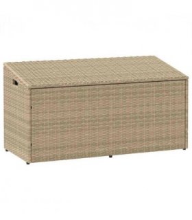 vidaXL Garden Storage Box Beige 110x50x58 cm Poly Rattan — Size: 110 x 50 x 58 cm