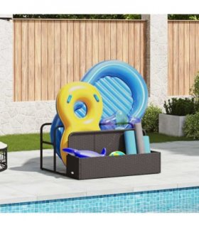 vidaXL Poolside Float Storage Black 110x100x57 cm Poly Rattan