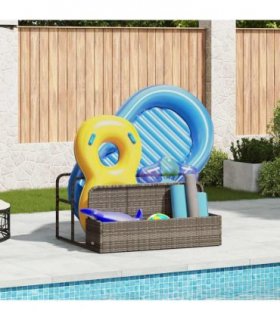 vidaXL Poolside Float Storage Grey 110x100x57 cm Poly Rattan