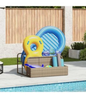 vidaXL Poolside Float Storage Beige 110x100x57 cm Poly Rattan