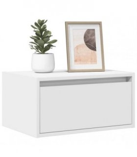vidaXL Wall-mounted Bedside Cabinet with LED Lights White — V0672059337