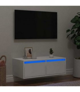 vidaXL TV Cabinet with LED Lights White 75x35.5x25 cm