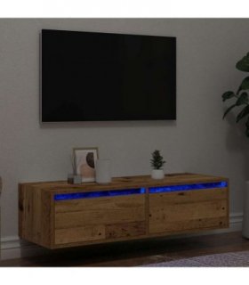 vidaXL TV Cabinet with LED Lights Old Wood 100X35.5x25 cm