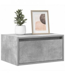 vidaXL Wall-mounted Bedside Cabinets with LED Lights 2 pcs Concrete Grey — V0672059350
