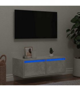 vidaXL TV Cabinet with LED Lights Concrete Grey 75x35.5x25 cm