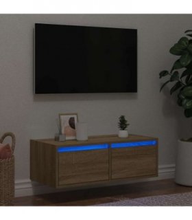 vidaXL TV Cabinet with LED Lights Sonoma Oak 75x35.5x25 cm