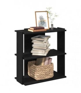 vidaXL Bookcase 3-Tier Black 60x30x80 cm Engineered Wood — Size: 60 x 30 x 80 cm