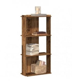 vidaXL Bookcase 3-Tier Old Wood 60x30x120 cm Engineered Wood — Size: 60 x 30 x 120 cm