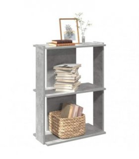 vidaXL Bookcase 3-Tier Concrete Grey 60x30x80 cm Engineered Wood — Size: 60 x 30 x 80 cm